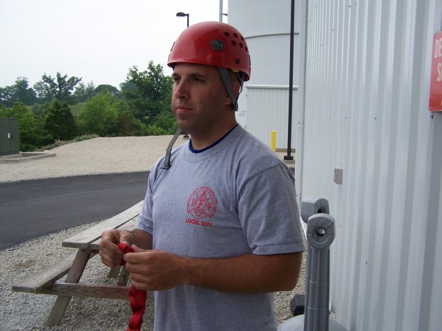 Lt. Jason Hayes looking right at home in his red helmet!