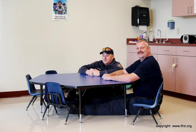 Sgt. Coggeshall & Blakely assess a possible new kitchen table and chairs for the Blue Shift Leader, Lt. Hayes!!
