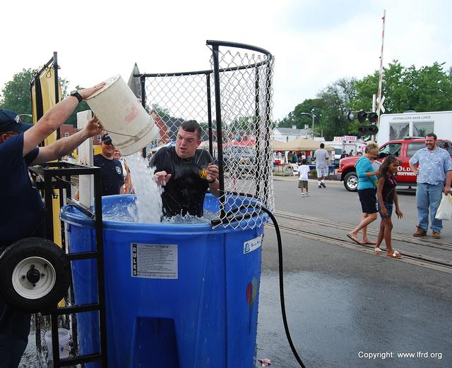 FF Smither gets the boys cooled down during his stint in the Dunking Booth. 